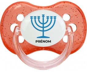 Judaisme : Menorah : Rouge à paillette Tétine embout cerise