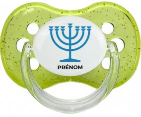 Judaisme : Menorah : Vert à paillette Tétine embout cerise