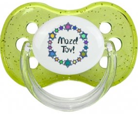 Mazel Tov design-1 : Vert à paillette Tétine embout cerise