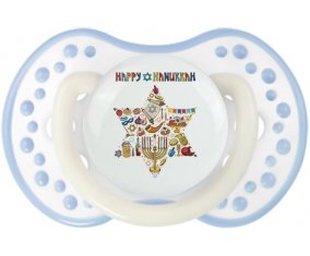 Judaisme : Happy hanukkah design-1 : Blanc-cyan classique Tétine embout Lovi Dynamic