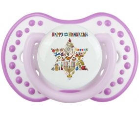 Judaisme : Happy hanukkah design-1 : Blanc-mauve classique Tétine embout Lovi Dynamic