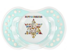 Judaisme : Happy hanukkah design-1 : Retro-turquoise-lagon classique Tétine embout Lovi Dynamic