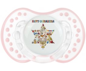 Judaisme : Happy hanukkah design-1 : Retro-blanc-rose-tendre classique Tétine embout Lovi Dynamic