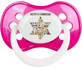 Judaisme : Happy hanukkah design-1 : Rose foncé classique Tétine embout anatomique