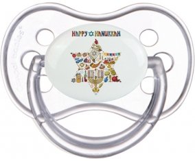 Judaisme : Happy hanukkah design-1 : Transparente classique Tétine embout anatomique