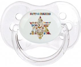 Judaisme : Happy hanukkah design-1 : Transparent classique Tétine embout cerise