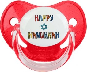 Judaisme : Happy hanukkah design-2 : Rouge à paillette Tétine embout physiologique