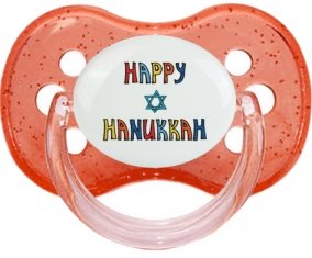 Judaisme : Happy hanukkah design-2 : Rouge à paillette Tétine embout cerise