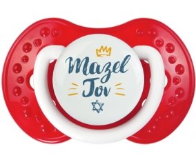 Judaisme : mazel tov hebrew design-2 : Blanc-rouge classique Tétine embout Lovi Dynamic