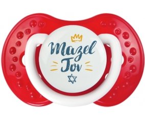 Judaisme : mazel tov hebrew design-2 : Blanc-rouge classique Tétine embout Lovi Dynamic