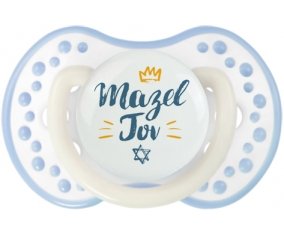 Judaisme : mazel tov hebrew design-2 : Blanc-cyan classique Tétine embout Lovi Dynamic