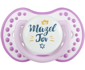 Judaisme : mazel tov hebrew design-2 : Blanc-mauve classique Tétine embout Lovi Dynamic