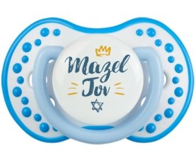 Judaisme : mazel tov hebrew design-2 : Blanc-bleu phosphorescente Tétine embout Lovi Dynamic