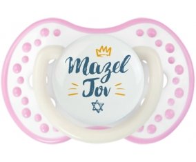 Judaisme : mazel tov hebrew design-2 : Blanc-rose phosphorescente Tétine embout Lovi Dynamic