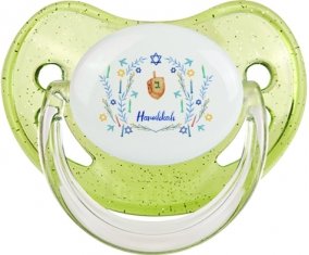 Judaisme : Hanoukkia design-3 : Vert à paillette Tétine embout physiologique