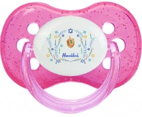 Judaisme : Hanoukkia design-3 : Rose à paillette Tétine embout cerise