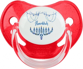 Judaisme : Hanoukkia design-4 : Rouge à paillette Tétine embout physiologique
