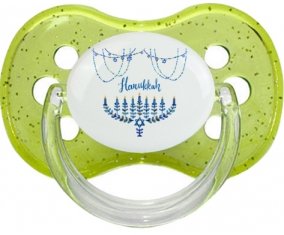Judaisme : Hanoukkia design-4 : Vert à paillette Tétine embout cerise