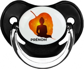 Bouddhisme méditation zen design-1 avec prénom : Noir classique Tétine embout physiologique