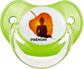 Bouddhisme méditation zen design-1 avec prénom : Vert classique Tétine embout physiologique