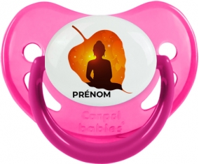Bouddhisme méditation zen design-1 avec prénom : Rose phosphorescente Tétine embout physiologique