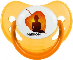 Bouddhisme méditation zen design-1 avec prénom : Jaune phosphorescente Tétine embout physiologique