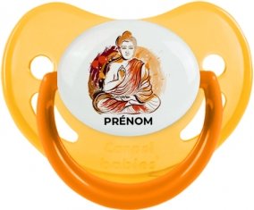 Bouddhisme méditation zen design-2 avec prénom : Jaune phosphorescente Tétine embout physiologique