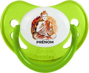 Bouddhisme méditation zen design-2 avec prénom : Vert phosphorescente Tétine embout physiologique