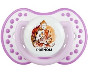 Bouddhisme méditation zen design-2 avec prénom : Blanc-mauve classique Tétine embout Lovi Dynamic
