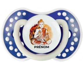 Bouddhisme méditation zen design-2 avec prénom : Bleu-marine phosphorescente Tétine embout Lovi Dynamic