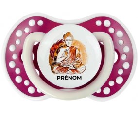 Bouddhisme méditation zen design-2 avec prénom : Fuchsia phosphorescente Tétine embout Lovi Dynamic