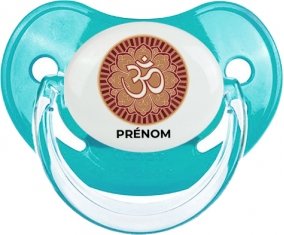 Om aum sanskrit design-1 avec prénom : Bleue classique Tétine embout physiologique