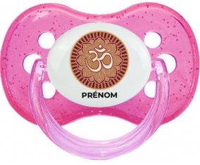 Om aum sanskrit design-1 avec prénom : Rose à paillette Tétine embout cerise