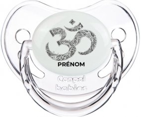 Om aum sanskrit design-2 avec prénom : Transparent classique Tétine embout physiologique