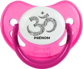 Om aum sanskrit design-2 avec prénom : Rose phosphorescente Tétine embout physiologique