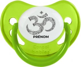 Om aum sanskrit design-2 avec prénom : Vert phosphorescente Tétine embout physiologique