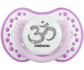Om aum sanskrit design-2 avec prénom : Blanc-mauve classique Tétine embout Lovi Dynamic