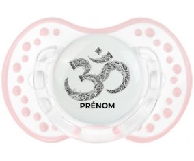 Om aum sanskrit design-2 avec prénom : Retro-blanc-rose-tendre classique Tétine embout Lovi Dynamic