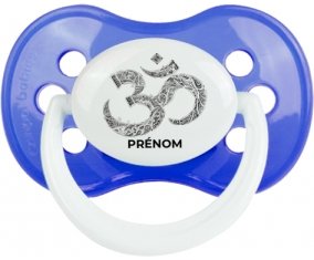 Om aum sanskrit design-2 avec prénom : Bleu classique Tétine embout anatomique