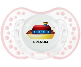 Jouet toys Bateau design-1 avec prénom : Retro-blanc-rose-tendre classique Tétine embout Lovi Dynamic