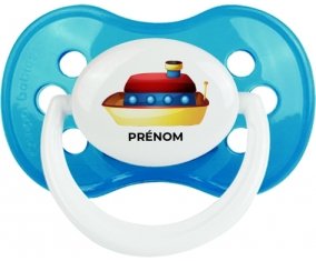 Jouet toys Bateau design-1 avec prénom : Cyan classique Tétine embout anatomique