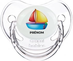 Jouet toys Bateau design-2 avec prénom : Transparent classique Tétine embout physiologique