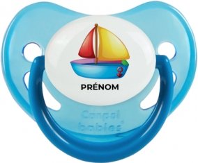 Jouet toys Bateau design-2 avec prénom : Bleue phosphorescente Tétine embout physiologique