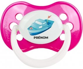 Jouet toys Bateau design-3 avec prénom : Rose foncé classique Tétine embout anatomique