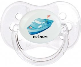 Jouet toys Bateau design-3 avec prénom : Transparent classique Tétine embout cerise