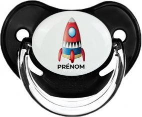 Jouet toys Fusée avec prénom : Noir classique Tétine embout physiologique