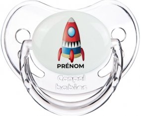 Jouet toys Fusée avec prénom : Transparent classique Tétine embout physiologique