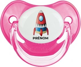 Jouet toys Fusée avec prénom : Rose classique Tétine embout physiologique