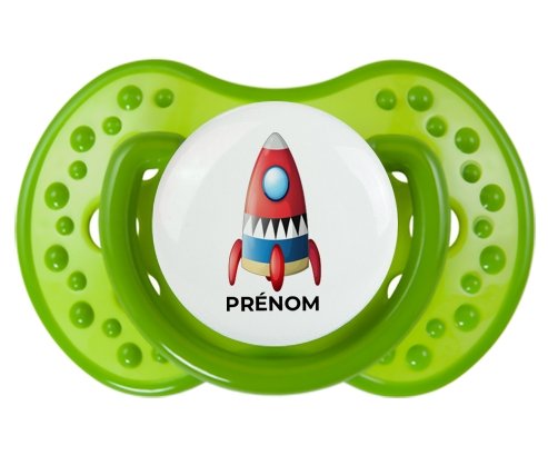 Jouet toys Fusée avec prénom : Vert classique Tétine embout Lovi Dynamic