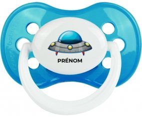 Soucoupe volante toys Fusée avec prénom : Cyan classique Tétine embout anatomique